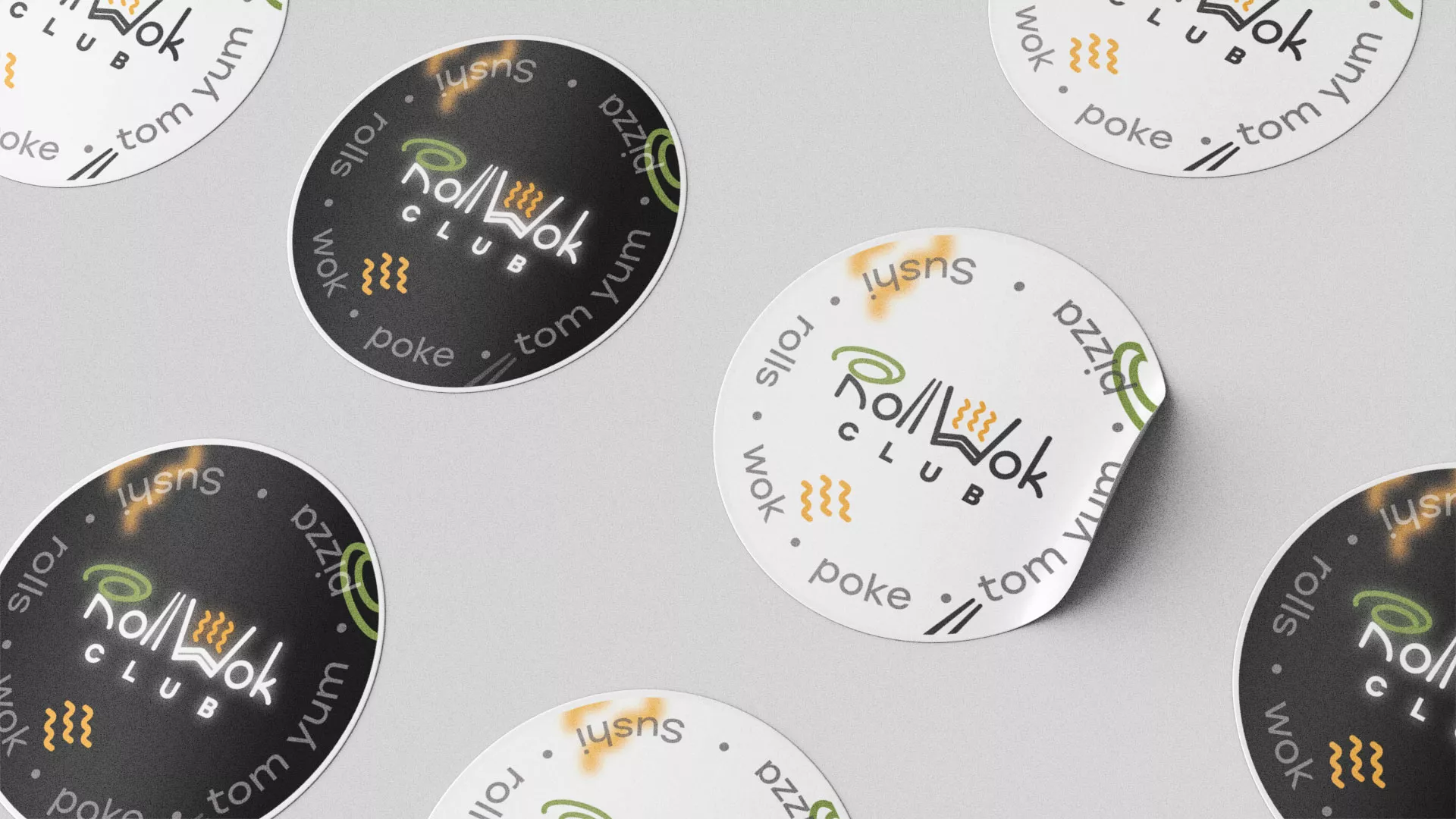 Разработка наклеек для суши-бара «Roll Wok Club» в Ишиме