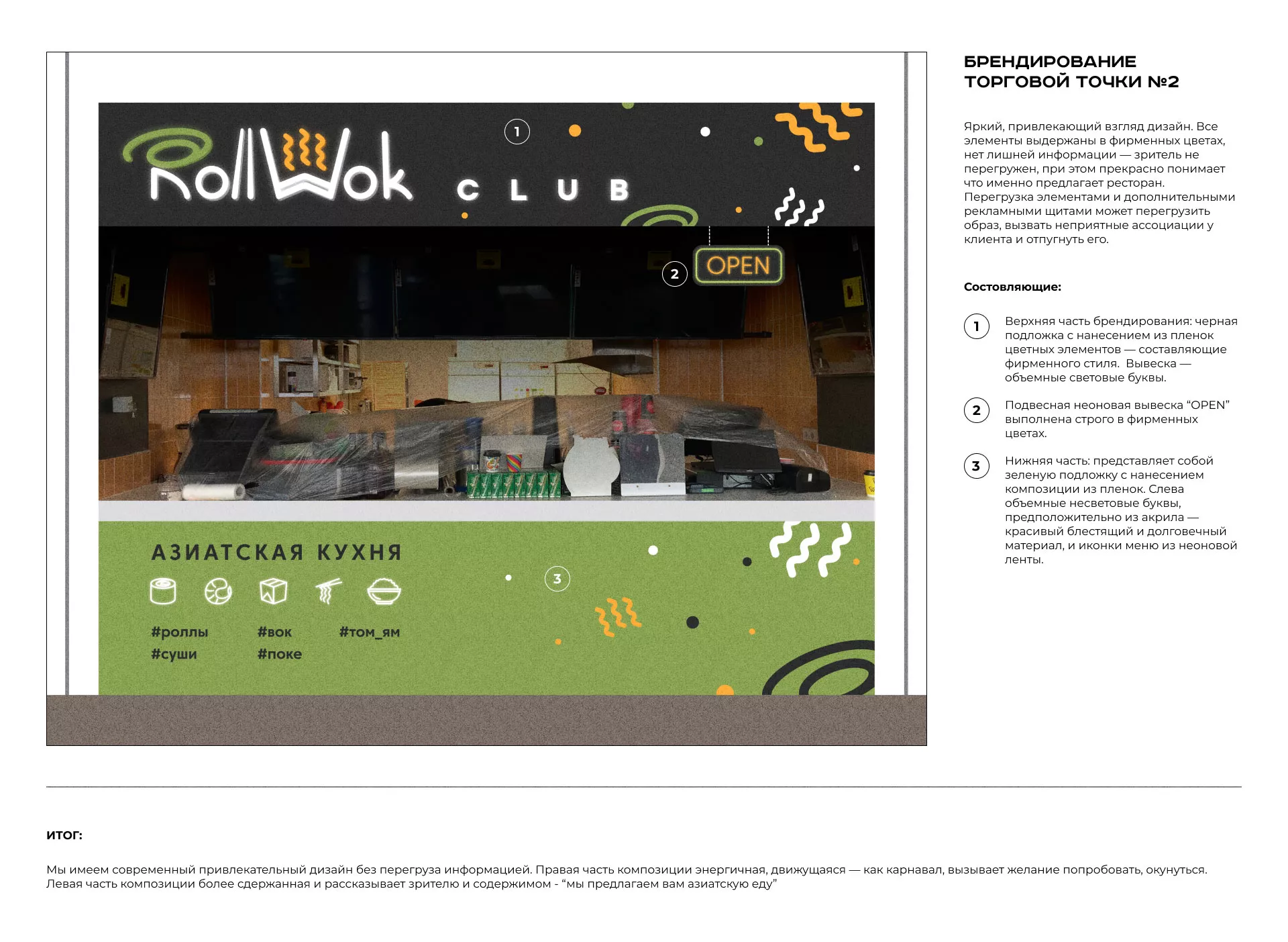 Брендирование торговых точек суши-бара «Roll Wok Club» в Ишиме